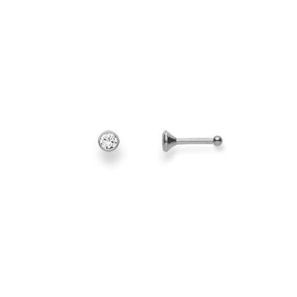 Nasenstecker 750/18 Karat Weissgold mit Zirkonia - 3 mm, Poliert