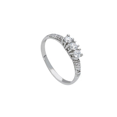 Bague en or blanc 18 carats - 750 avec pierres en zircone - 256682