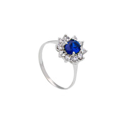 18 Karat Gold - 750 Zirkonia Ring mit blauen Stein - 145710