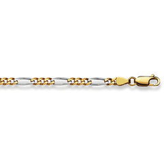 Figarohalskette 18 Karat Gold  -750 in Bicolor 45 cm - 55 cm x 3.6 mm