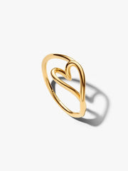 Organisch geformter Herz Ring vergoldet – Minimalistischer Damenring mit offenem Herz Grösse 52