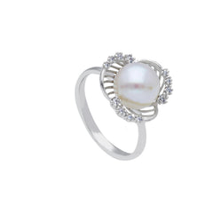18 Karat Gold - 750 Süsswasserperlen mit Zirkonia Ring - 177458