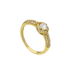 18 Karat Gold Solitärring mit Zirkonia