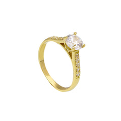 Linden 18 Karat Gelbgold Solitär Ring / Verlobungsringe mit Zirkonia