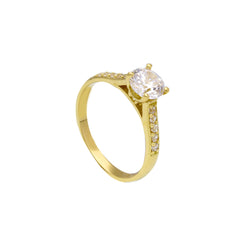 Bague solitaire en or 18 carats avec zircone