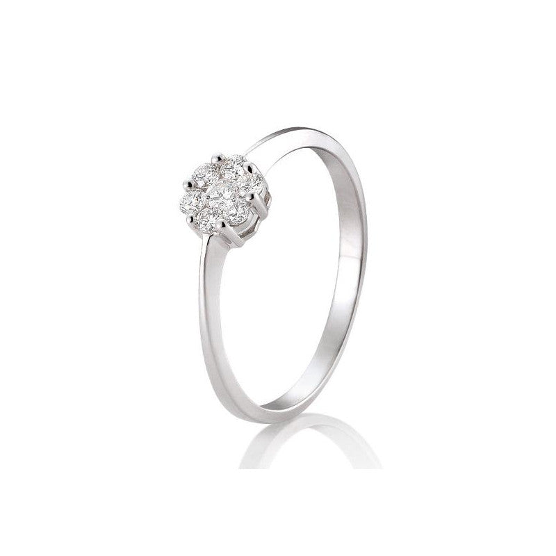 18 Karat Gold Verlobungsring Verlobungsring Flower mit Diamanten - 41/88019