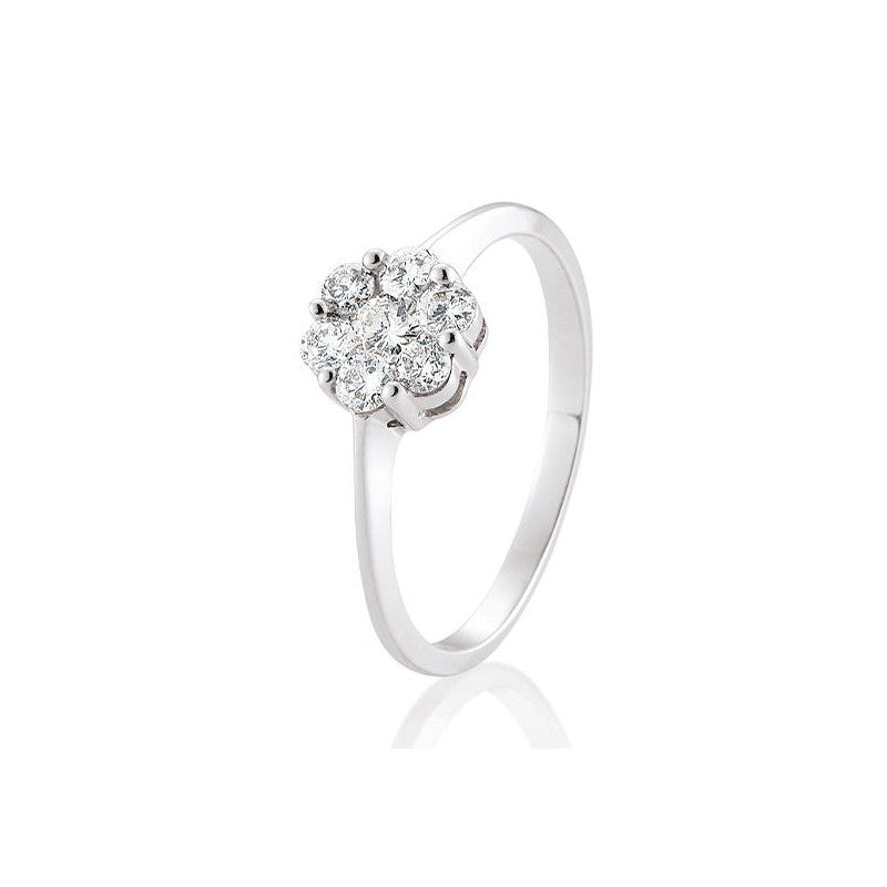 18 Karat Gold Verlobungsring Verlobungsring Flower mit Diamanten - 41/88019