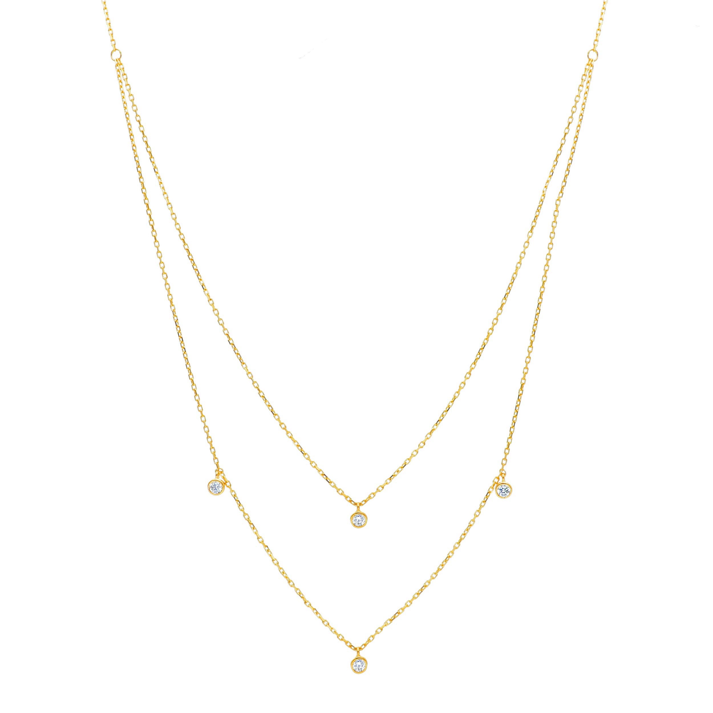 18 Karat Goldcollier-Halskette mit Zirkonia 