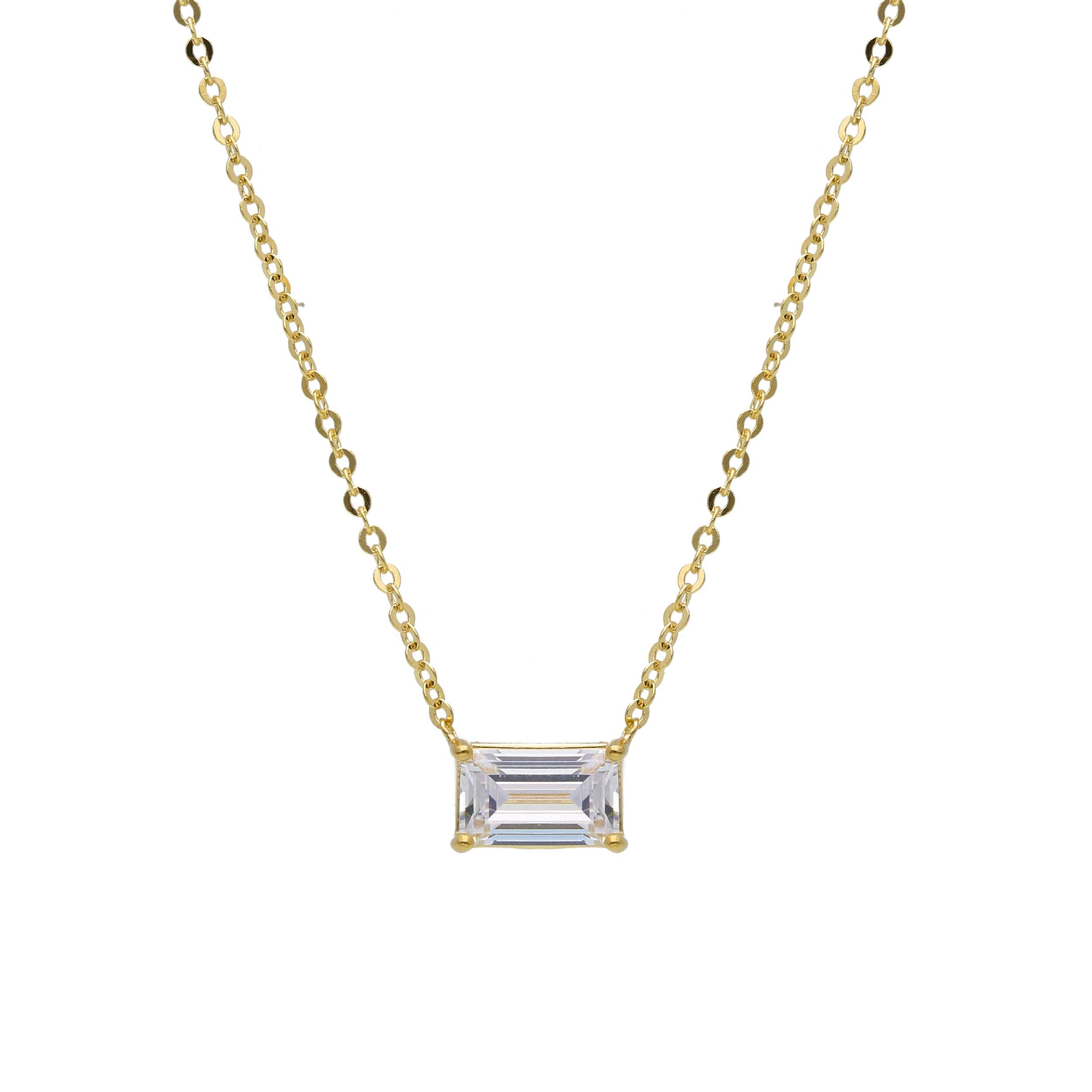 18 Karat Goldcollier-Halskette mit Zirkonia