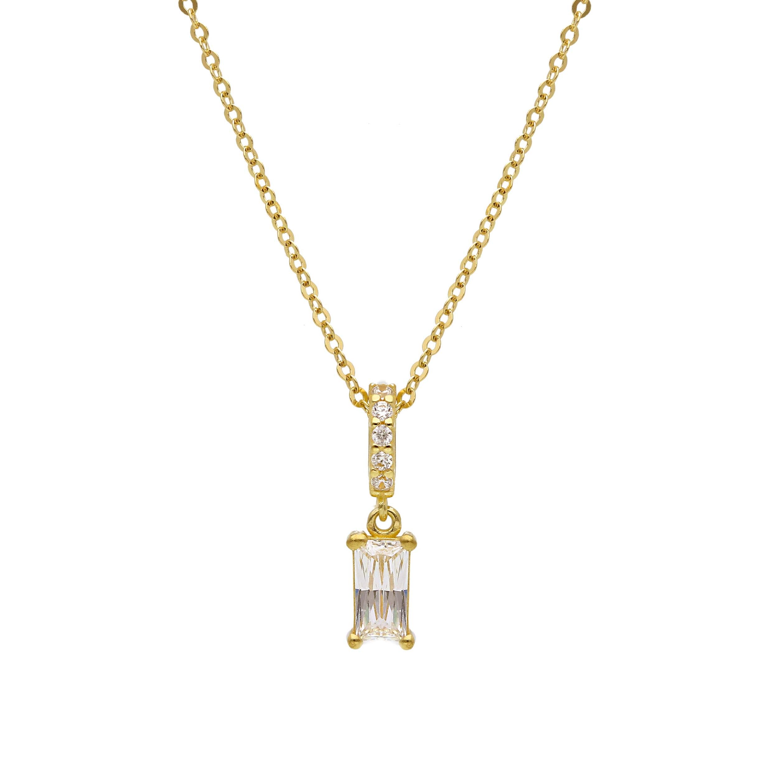 18 Karat Goldcollier-Halskette mit Zirkonia