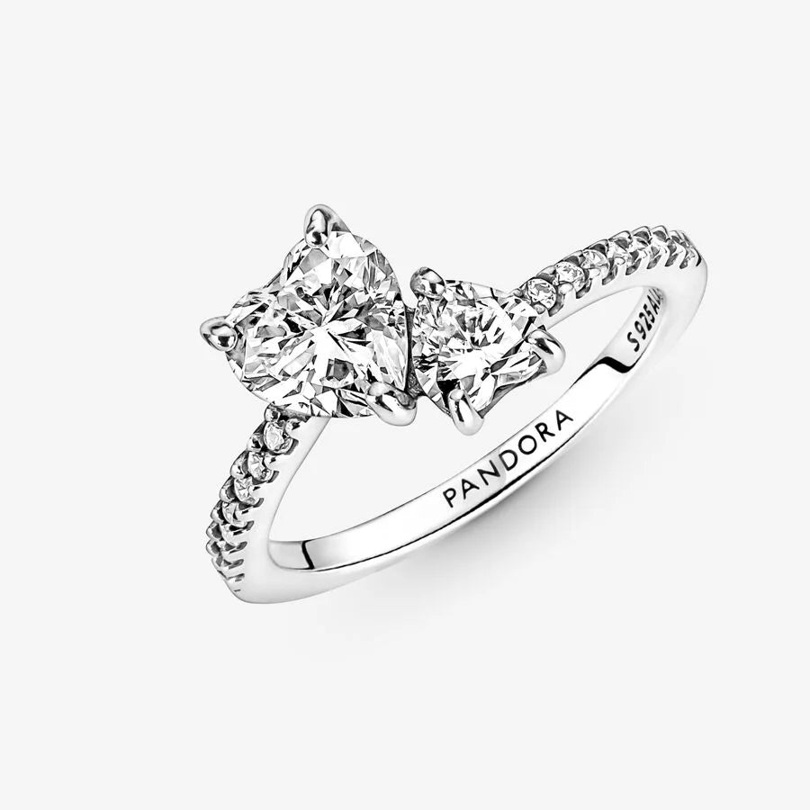 Pandora Damenring - Doppel Herz Funkelnder Ring - 191198C01