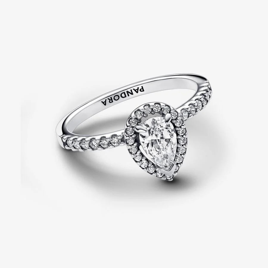 Pandora Damenring: Funkelnder Birnen-Kranz - Zirkonia, Sterling-Silber