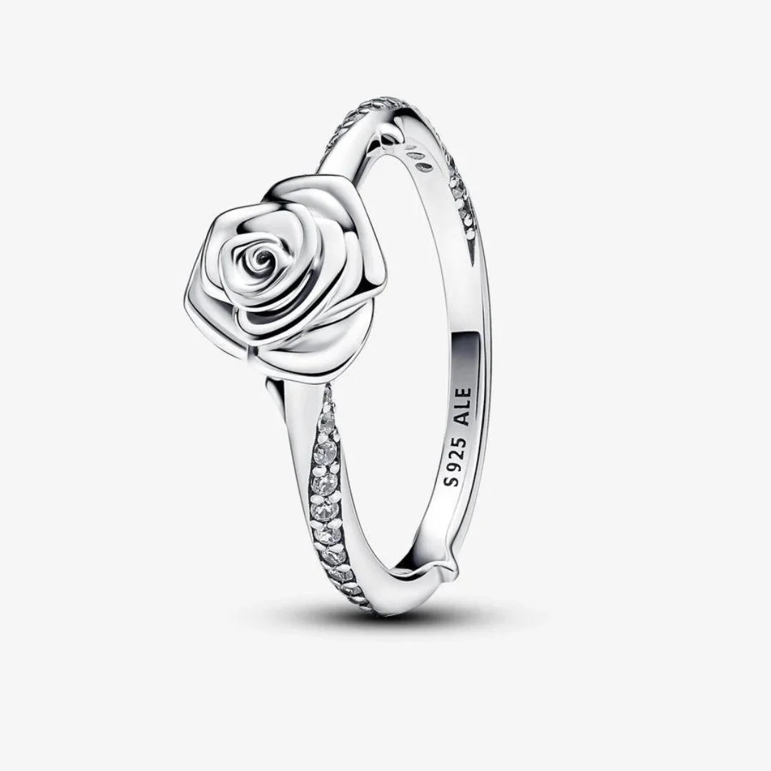 Pandora Ring für Damen: Blühende Rose - Klar, Sterling-Silber