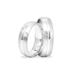 Silber 925 rhodinierte Partnerringe – Freundschaftsringe Set für Paare – Damen- & Herrenring | LS-11/6 & LSZ-12/6
