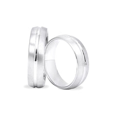 Silber 925 rhodinierte Partnerringe – Freundschaftsringe Set für Paare – Damen- & Herrenring | LS-11/6 & LSZ-12/6