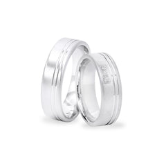 Silber 925 rhodinierte Partnerringe – Freundschaftsringe Set für Paare – Damen- & Herrenring | LS-31/6 & LSZ-32/6