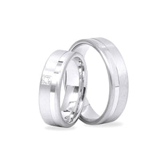 Silber 925 rhodinierte Partnerringe – Freundschaftsringe Set für Paare – Damen- & Herrenring | LS-60/6 & LSZ-61/6