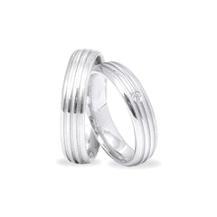 Silber 925 rhodinierte Partnerringe – Freundschaftsringe Set für Paare – Damen- & Herrenring | LS-56/5 & LSZ-57/5