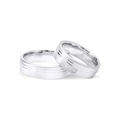 Silber 925 rhodinierte Partnerringe – Freundschaftsringe Set für Paare – Damen- & Herrenring | LS-31/6 & LSZ-32/6