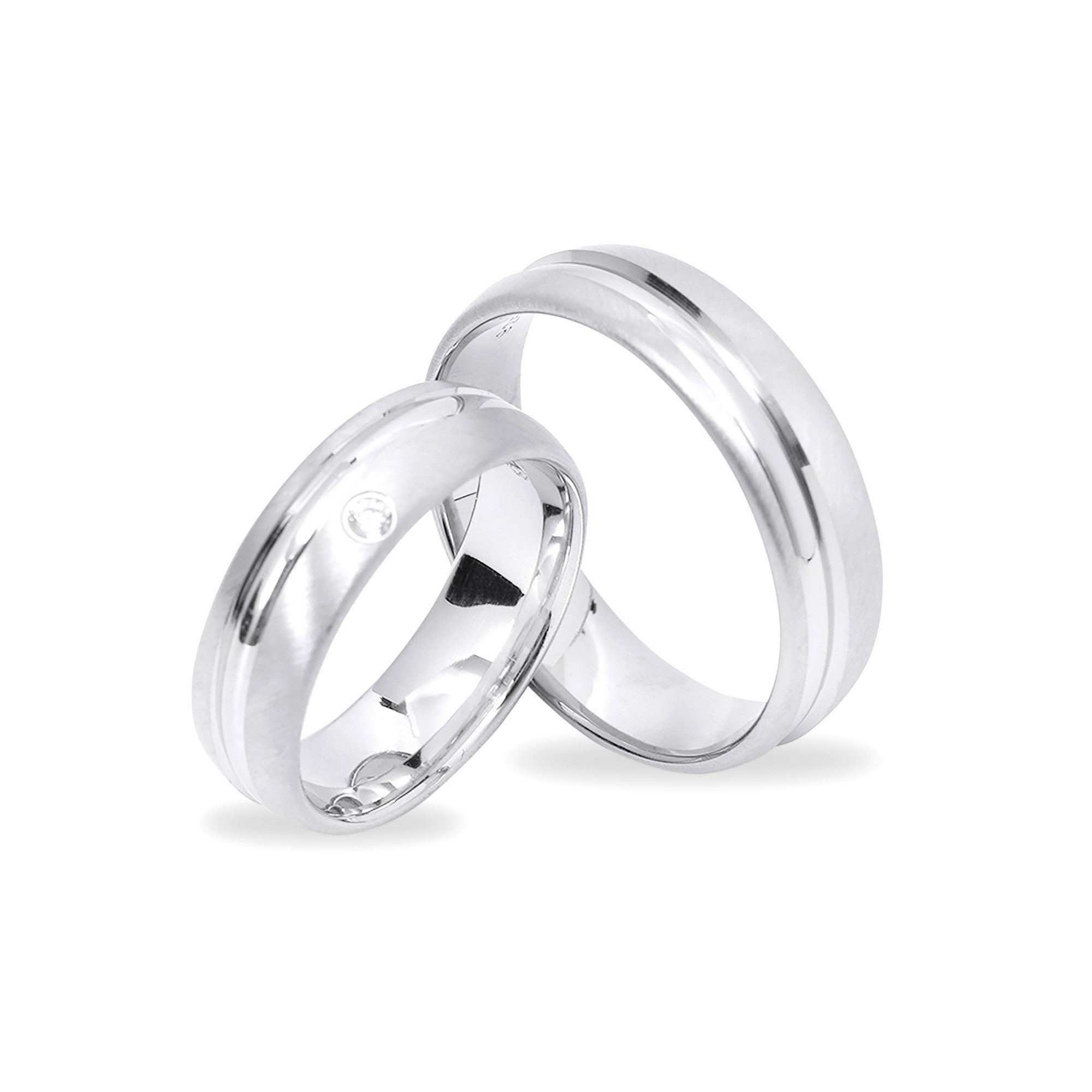 Partnerringe Silber 925 – Ringe mit Zirkonia - LS-27/6 & LS28/6
