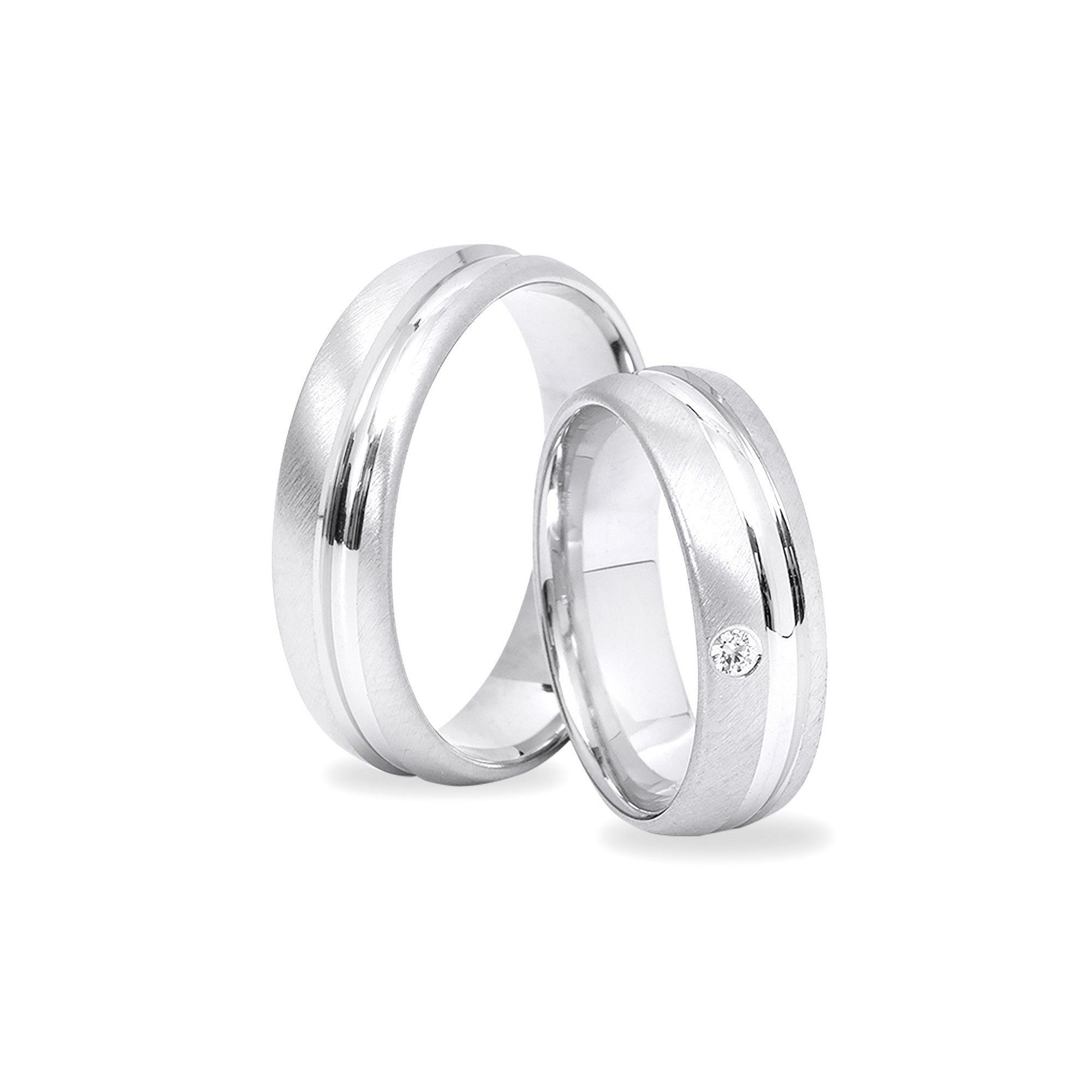 Partnerringe Silber 925 – Ringe mit Zirkonia - LS-27/6 & LS28/6