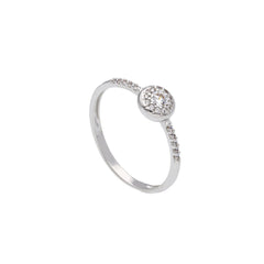 18 Karat Gold - 750 Weissgold / Rosegold Ring mit Zirkonia Steinen - 224606