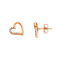 Boucles d'oreilles puces coeur en or 18 carats - 750