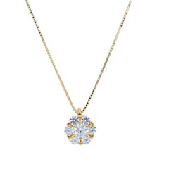 18 Karat Gold - 750 Weissgold / Gelbgold Halskette mit Zirkonia Steinen - 257085