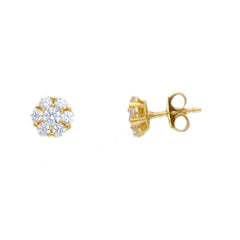 18 Karat Gold - 750 Weissgold / Gelbgold Ohrstecker mit Zirkonia Steinen - 263300