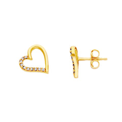 Boucles d'oreilles puces coeur en or 18 carats - 750