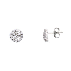 18 Karat Gold - 750 Weissgold Ohrstecker mit Zirkonia Steinen - 269265