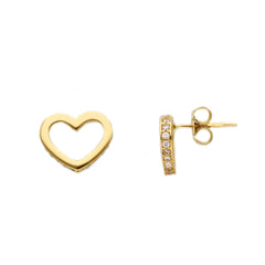 Boucles d'oreilles puces coeur en or 18 carats - 750