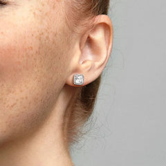Pandora Quadratischer Strahlenkranz Ohrstecker - Sterling-Silber
