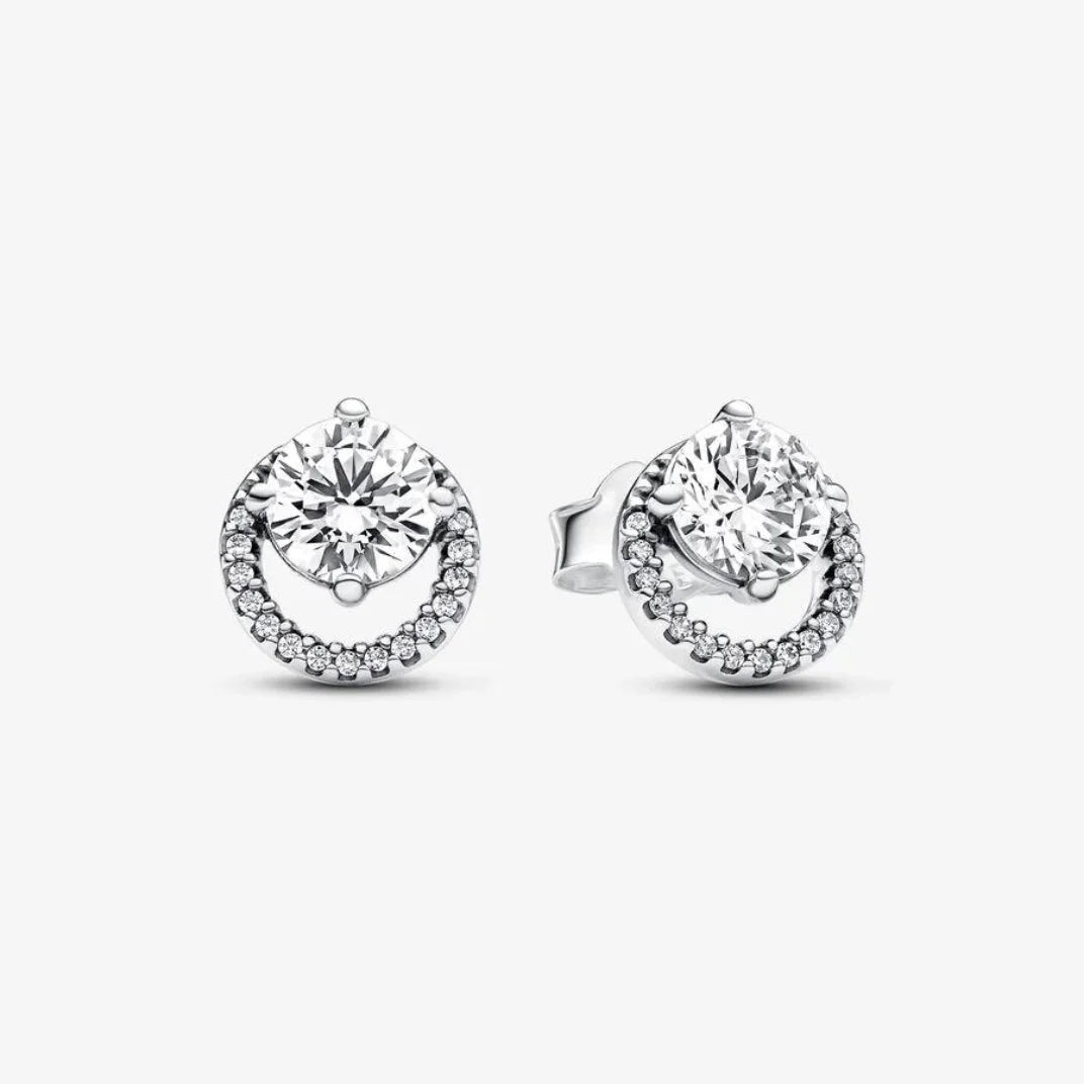 Pandora Ohrringe für Damen: Runder Strahlenkranz,  Sterling-Silber