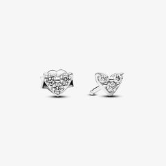 Pandora Herz Ohrringe: Dreifacher Stein, Zirkonia, Sterling-Silber