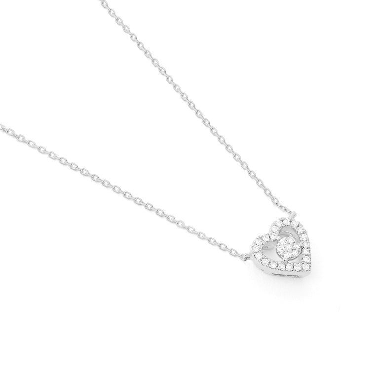 Facet 18 Karat Weissgold Halskette Herz mit gefassten Diamanten - P0180074NWA42 2