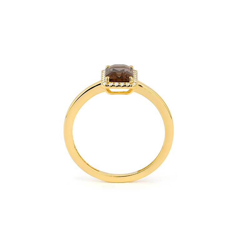 Ring in 18 Karat Gelbgold mit gefassten Diamanten und Quarz - R2880020GYN14 2