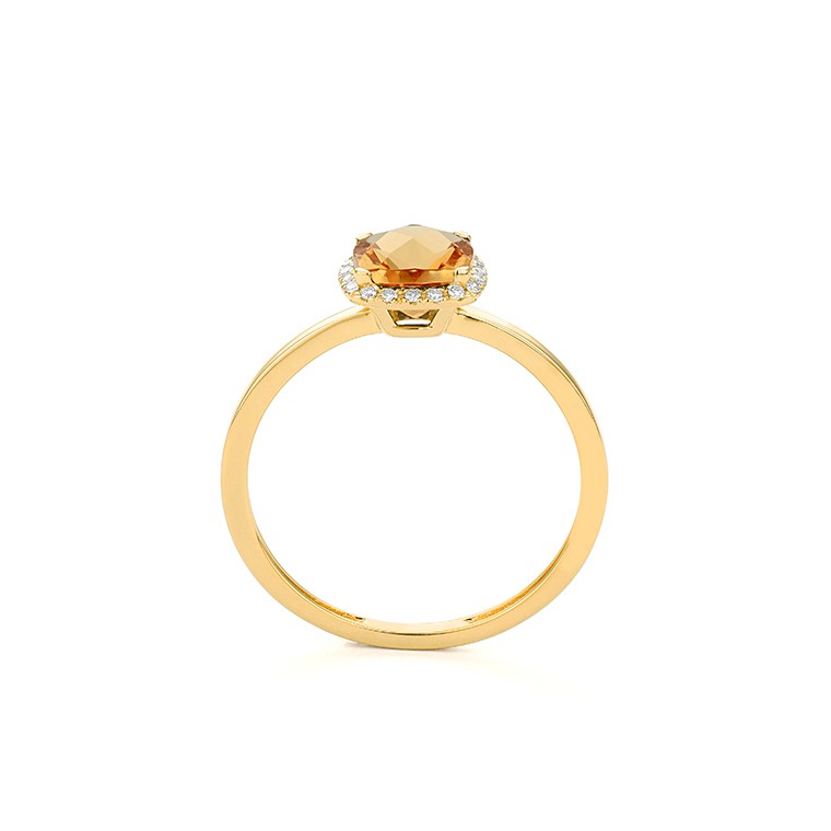 Ring in 18 Karat Gelbgold mit gefassten Diamanten und Citrin - 
 R2880018GYN14 2