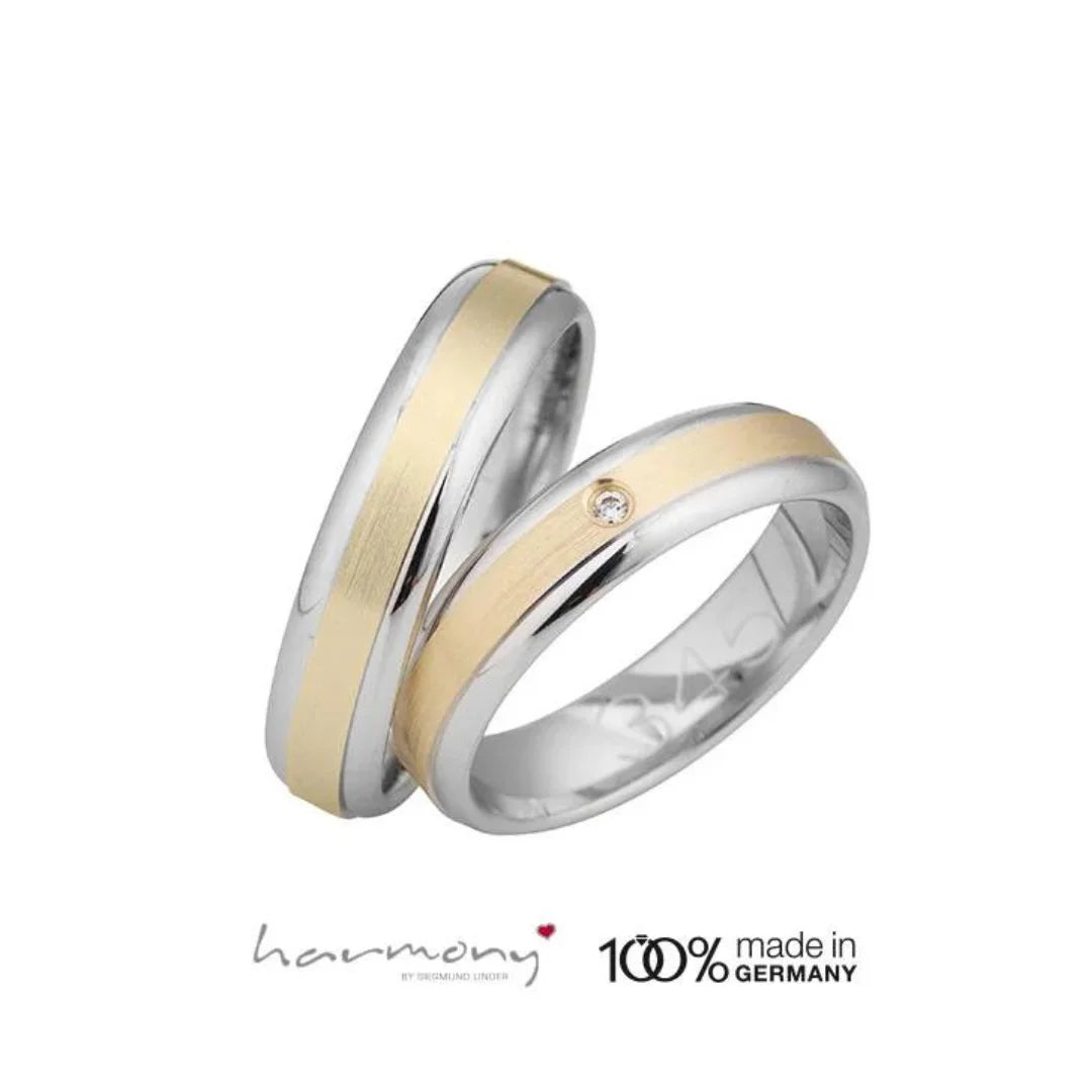 Linder Trauringe in Weissgold & Gelbgold mit Brillant - 344/345