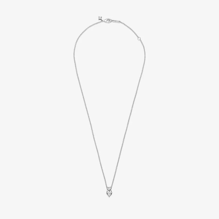 Pandora Doppelherz-Anhänger Funkelnde Collier-Halskette