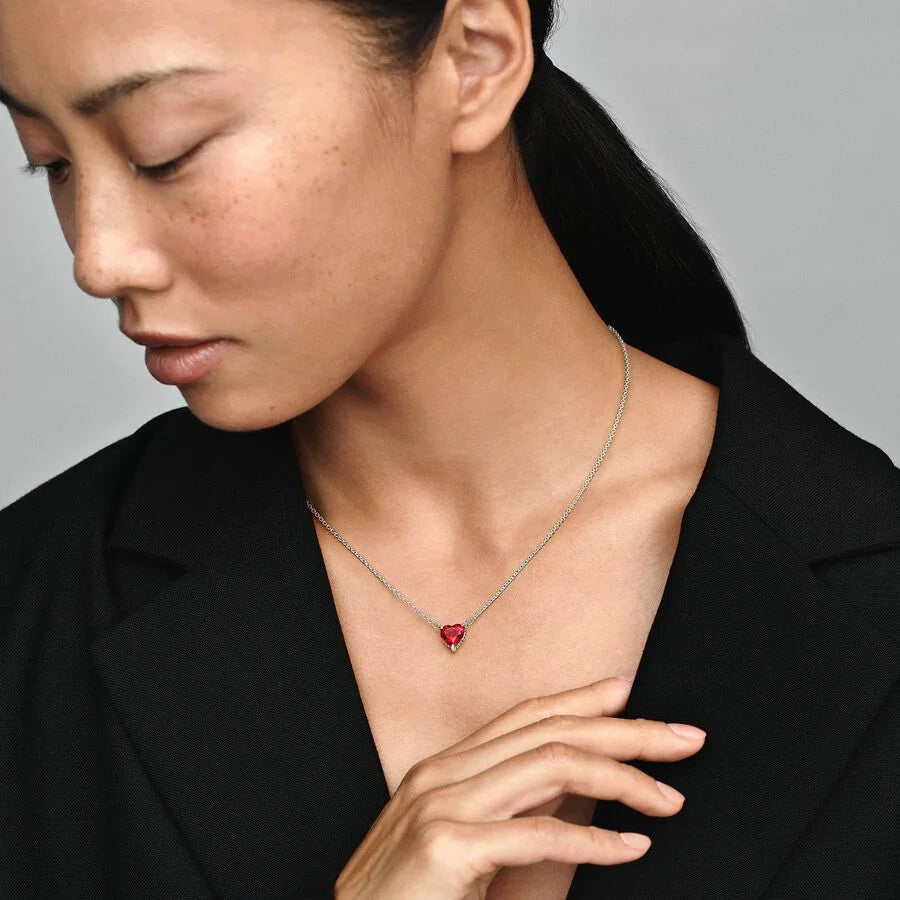 Pandora Funkelnder Herzförmiger Strahlenkranz Collier-Halskette