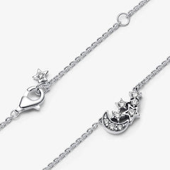 Pandora Collier-Halskette: Mond & Stern, Zirkoina, Sterling-Silber