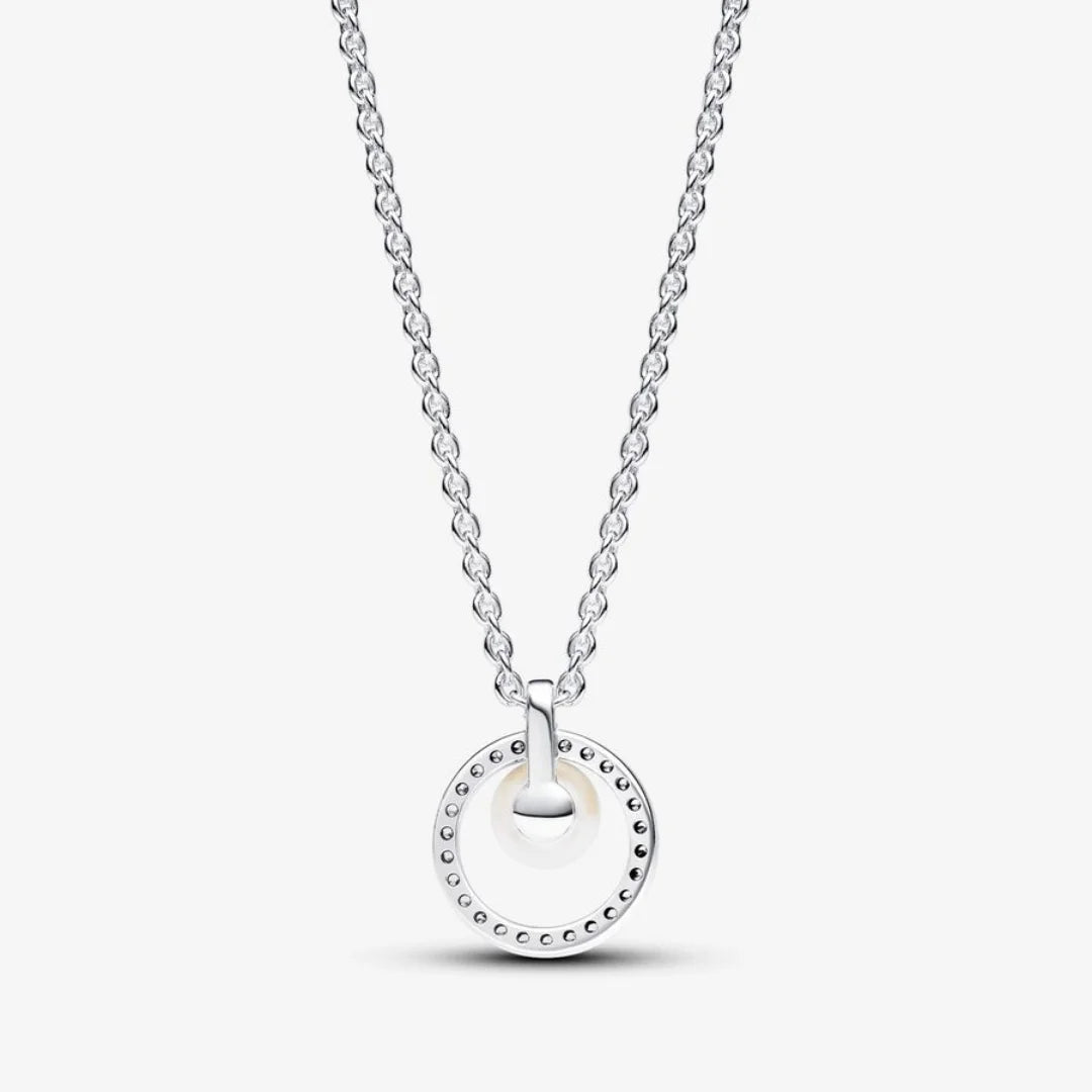 Pandora Collier-Halskette: Süsswasserzuchtperle & Pavé, Sterling-Silber