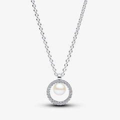 Pandora Collier-Halskette: Süsswasserzuchtperle & Pavé, Sterling-Silber