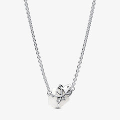 Pandora Collier-Halskette: Weisse Blühende Rose - Sterling-Silber