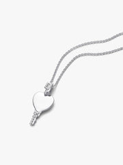 Gravierbarer Herz Schlüssel Anhänger aus Sterling-Silber – Charm mit Cubic Zirkonia
