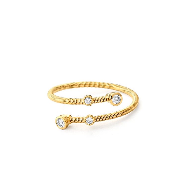 18 Karat Gelbgoldring mit gefassten Diamanten - R0180071GYN14 3