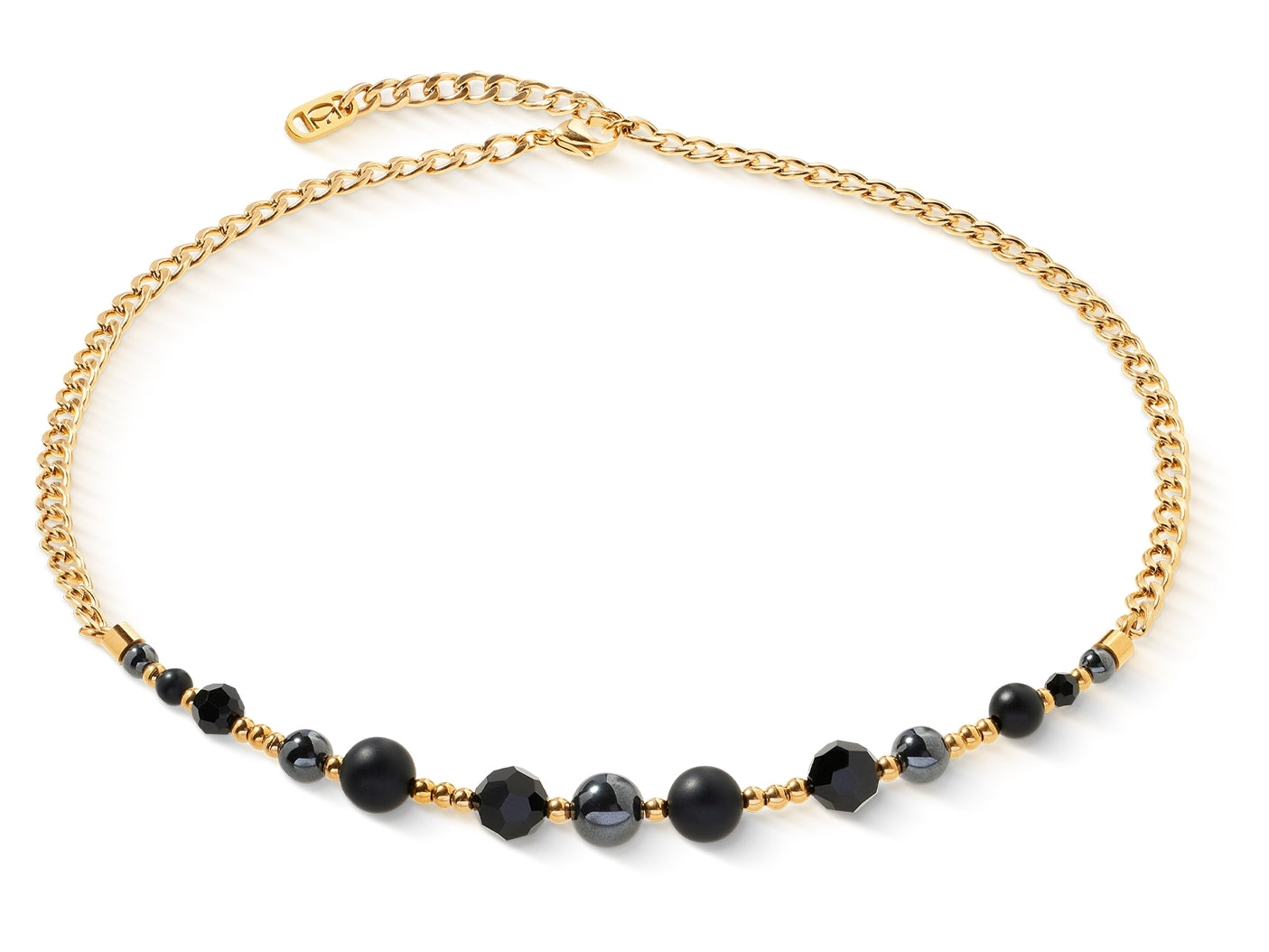 Coeur de Lion Onyx, Hämatit Damen Halskette aus Edelstahl - 2838/10-2026