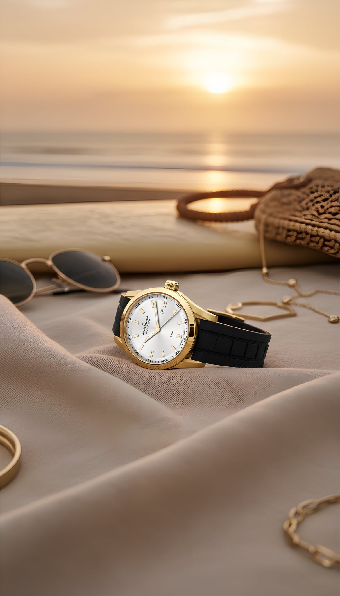 Claude Bernard Aquarider Damen Taucheruhr Silber Gold 36 mm - 53029 37JCA AID