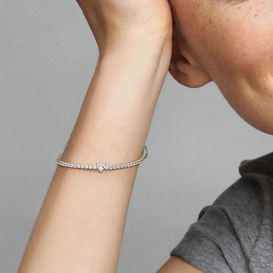 Pandora Herz Tennisarmband -  Sterling-Silber, Cubic Zirkonia